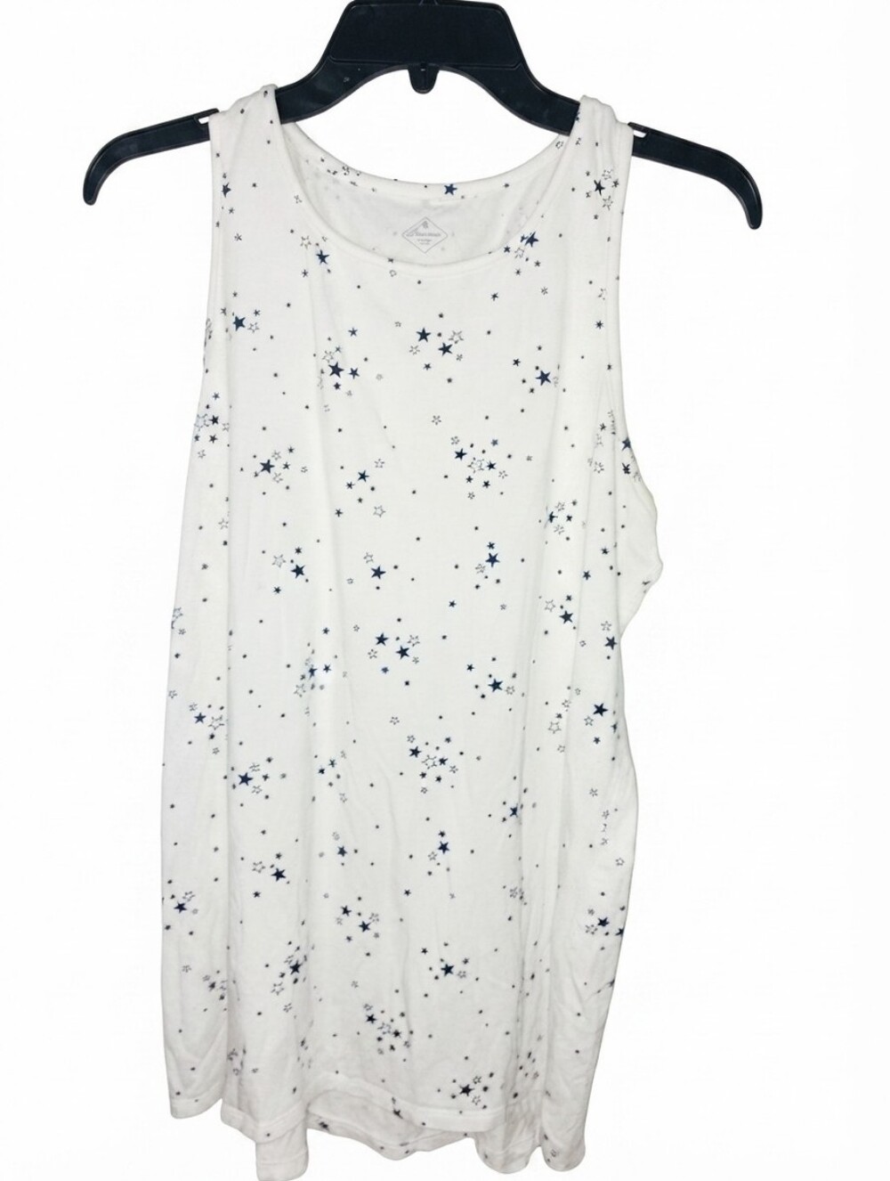 St. John's Bay White Tank Top with Navy Blue Star Print Size M